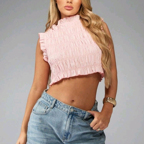 Seer Sucker Poplin Crop Top - Picture 1 of 4